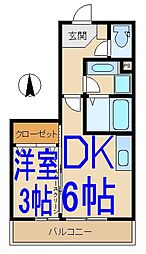 ヴェルデ 1DKの間取図画像