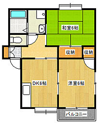 プレパルク 1階2DKの間取り