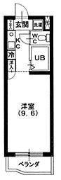 アップル第3マンション ワンルームの間取図画像