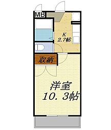 M・ウィル 1Kの間取図画像