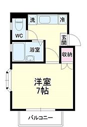 ビバリーハウス中島 1Kの間取図画像