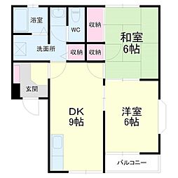 ヴァンベール越路 2DKの間取図画像