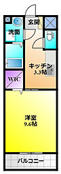 ビリーヴヒルズ2 1Kの間取図画像