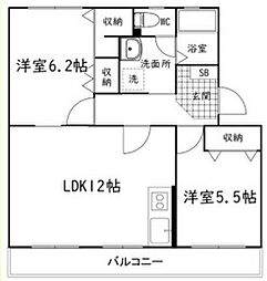 グリーンハイツ萩丘A 2LDKの間取図画像