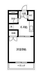 エスプリエール 1Kの間取図画像
