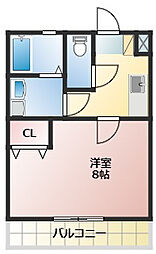 クレフラスト浜松駅南 1Kの間取図画像