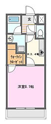 ブラウンコート 1Kの間取図画像