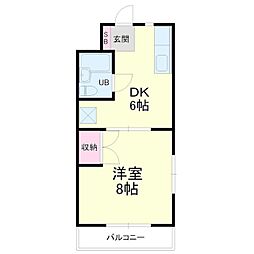 マンション昴A 1DKの間取図画像