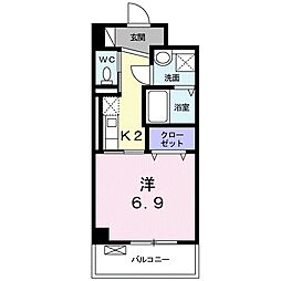 パークサイドK 1Kの間取図画像