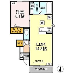 プレジール 1LDKの間取図画像