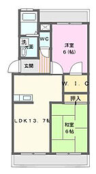 ルミエール高丘 2LDKの間取図画像