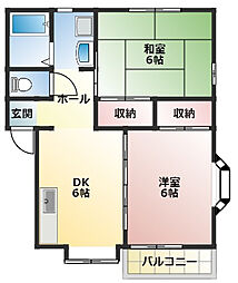 メゾンシューレ 2DKの間取図画像