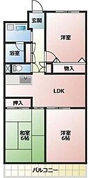 マンションベルフラワー 3LDKの間取図画像