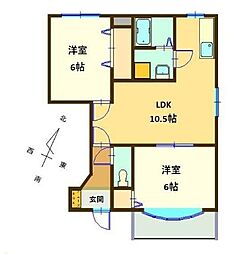 メゾン・ウイング 2LDKの間取図画像