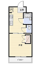 クレーバーマンション2 1DKの間取図画像