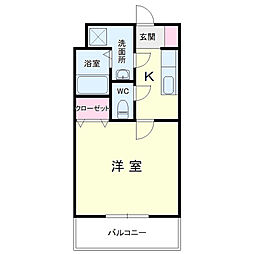 シールド高丘 1Kの間取図画像
