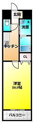 フォレストリバー 1Kの間取図画像