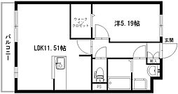ノース・リーブラ 1LDKの間取図画像