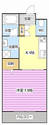 アーバンヒルズ元浜 1Kの間取図画像