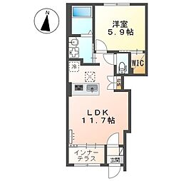 浜松市浜名区中瀬アパート 1LDKの間取図画像