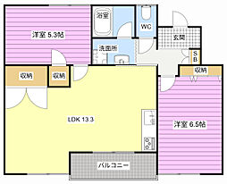 本郷パーク1 2LDKの間取図画像