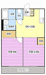シティハイムセンチュリー21 2DKの間取図画像