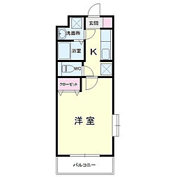 ベルクユー 1Kの間取図画像