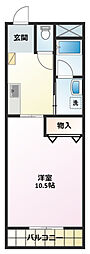 フォーレ三和3 1Kの間取図画像