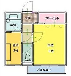 ヤマダハイツ 1Kの間取図画像
