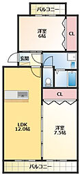 Grunenwald 2LDKの間取図画像