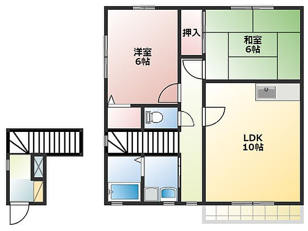 フェリーチェB 201｜静岡県浜松市中央区半田山５丁目(賃貸アパート2LDK・2階・58.29㎡)の写真 その2