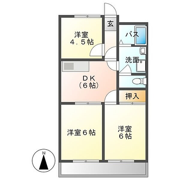 リバティハウス天王 305｜静岡県浜松市中央区天王町(賃貸マンション3DK・3階・49.50㎡)の写真 その2