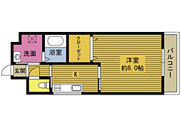 サニーサイド21 1Kの間取図画像