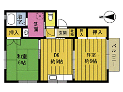 ディアス大谷 2DKの間取図画像