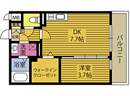 KAINROOMSHIRATA 1DKの間取図画像
