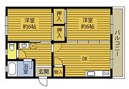 九殖ビル 2DKの間取図画像
