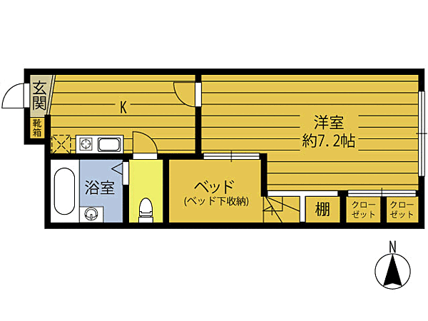 ハイツ大観山 210｜大分県別府市大観山町(賃貸アパート1K・2階・22.35㎡)の写真 その2