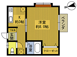 エクレール7 1Kの間取図画像