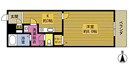 エアポートヒルズ 1Kの間取図画像
