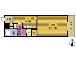 エアポートヒルズ 1Kの間取図画像