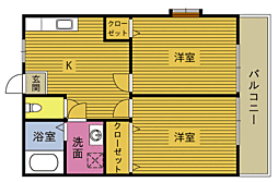 R22番館 2DKの間取図画像