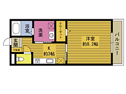 セゾン武蔵3 1Kの間取図画像