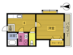 オーシャンヒルJ 1DKの間取図画像