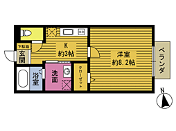 メゾン安岐 1Kの間取図画像