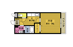 ウエストコート中ノ原1 1Kの間取図画像