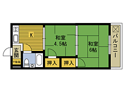 コーポかわの 2Kの間取図画像