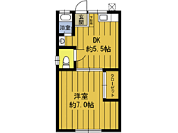 錦コーポ 1DKの間取図画像