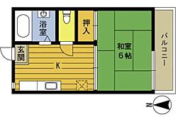 コーポ上野丘 1階1Kの間取り