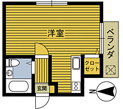 Kマックスハウス ワンルームの間取図画像