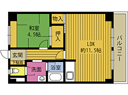 サンハイツ大手町201号 2階1LDKの間取り